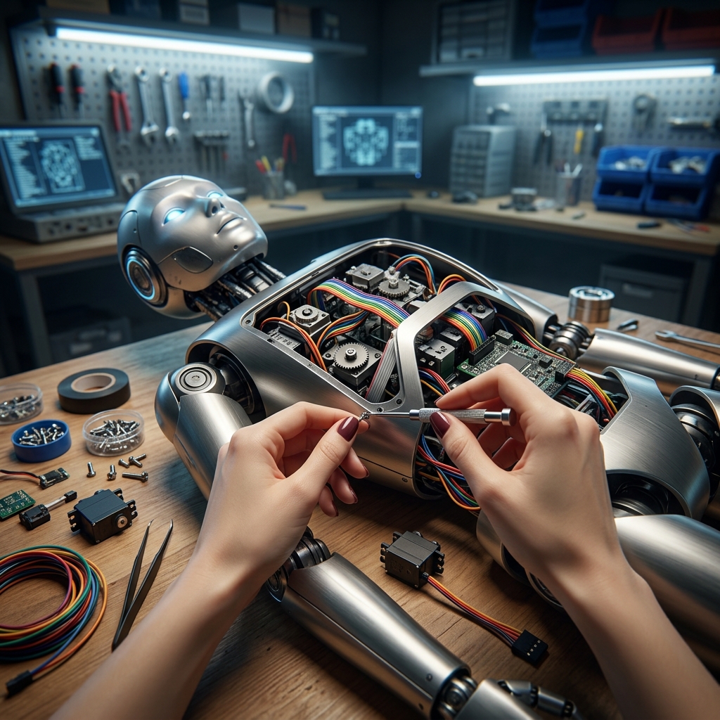 First-person view repairing a humanoid robot